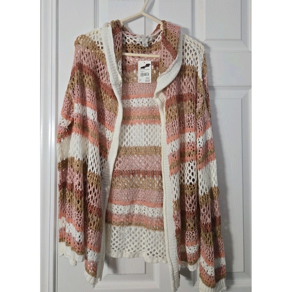 EST. 1946 Womans New Laces Hoodie Size Large Peach, Tan, Beige